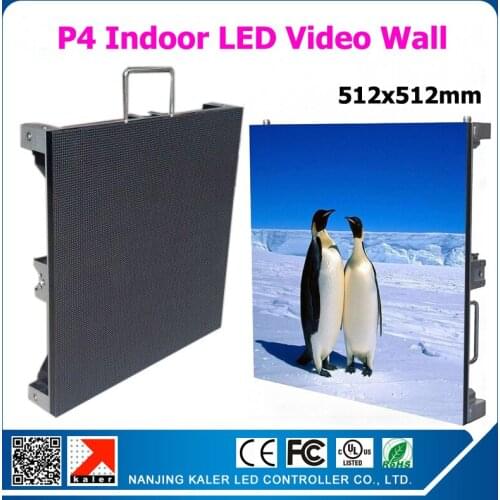 Kaler P4 rental led screen cabinet 512mm *512mm 128*128pixel 1/16 scan full color p4 rgb led panel for indoor p4 led video wall