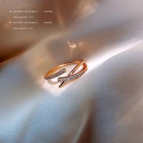Fingertip Design Geometric Cross Rose Gold Rings For Woman 2021 Korean Fashion Jewelry Party Girls Finger Sexy Set Accessories
