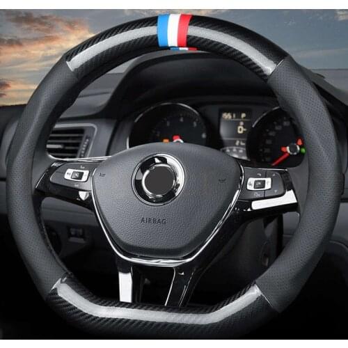 Car Steering Wheel Cover D/O Ring Leather For Volkswagen Golf 7 Mk7 R Passat Polo Scirocco For Audi TT Kia Sportage K5 37/38 CM