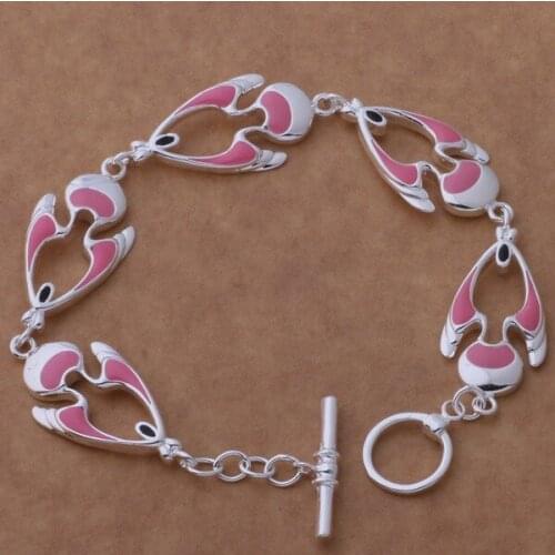 Beautiful fashion 925 sterling silver charm Bracelet Gorgeous jewelry Five pink fish /bdlajusa cpxalhea AH208
