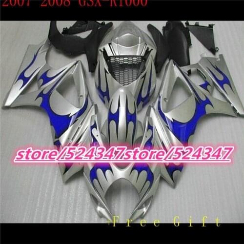 Hot sales GSX-R1000 K7 07 08 GSX R1000 movement fairing kit K7 0708 silver big blue sports bike cheap motorcycle at -Hey