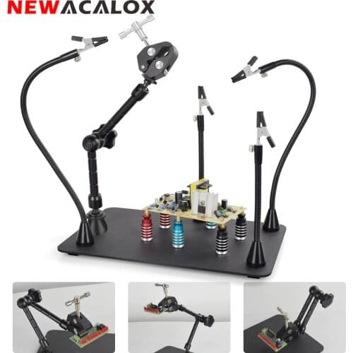 NEWACALOX Magnetic Base Soldering Third Hand Helping Hands Welding PCB Fixture Soldering Tool for Electronic Repair Soldering