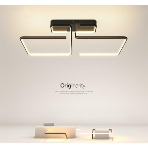 Minimalist Modern LED Ceiling Light Creative Dining Living Room Panel Lamp Rectangular Bedroom Kitchen White Or Black Fixtures