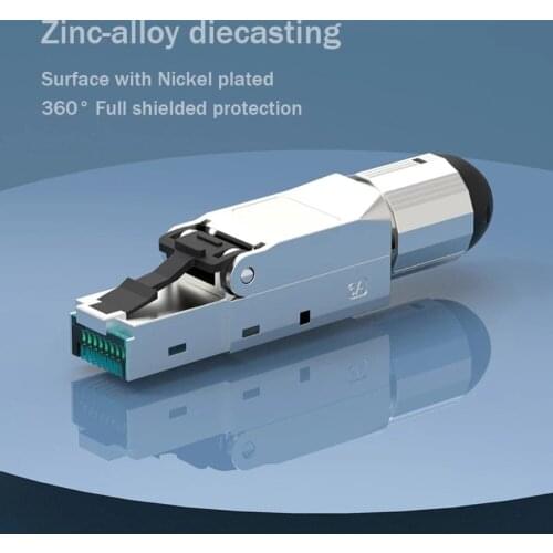 Ethernet RJ45 Cat7 Cat6A Cat6 Modular Termination Plug Tool-Free Shielded RJ 45 Socket Terminal 22/23AWG Network Adapter