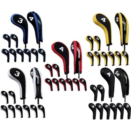 Zipper Golf Iron Headcover irons set Head Cover with zip 10pcs/set White color number printed NEW