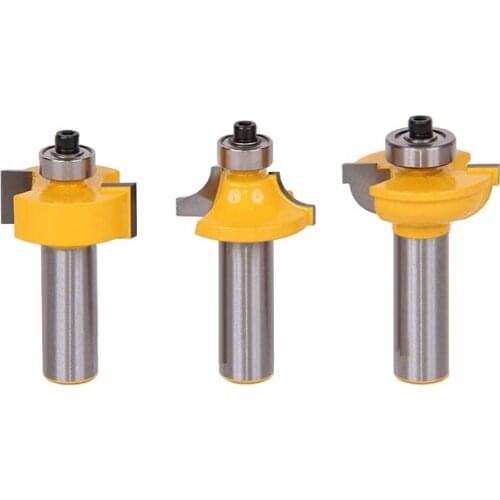 3pcs 12mm 1/2" Shank Router Bits Set Beading Bit Round Over Bead Frame Door T V Shape Milling Cutter For Wood Power Tools 03028