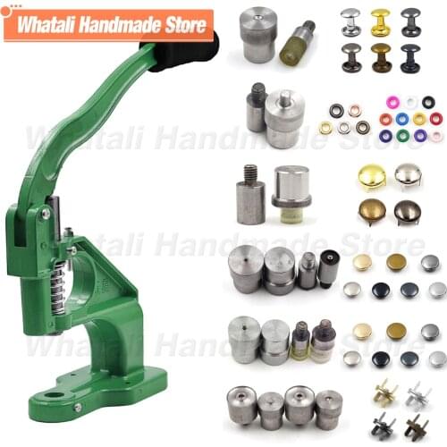 Installation Press Dies Mold Set Kits Eyelet Rivet Snap Button With Hand Press Machine For Leathercraft Shoes Bag Belt Clothing