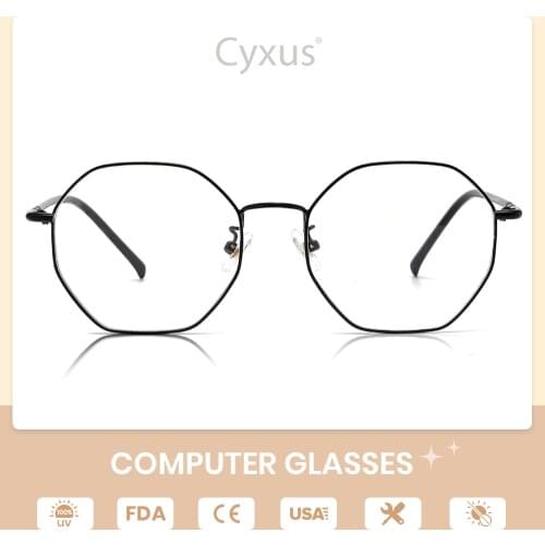 Cyxus Anti Blue Light Women Men Computer Glasses Blocking UV Eye Strain Reading Eyewear Stainless Steel Frame for Unisex 8008