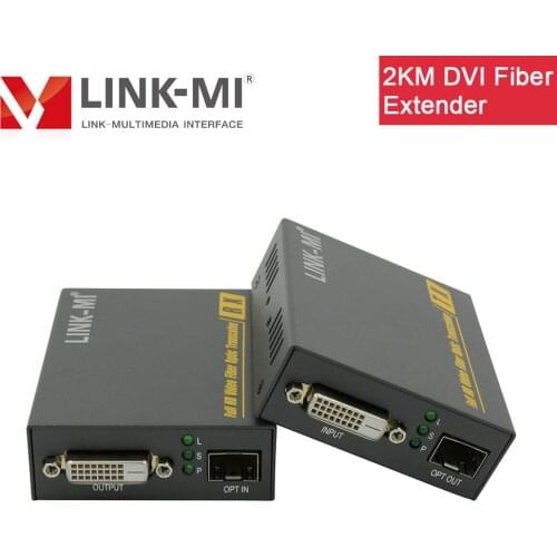LINK-MI DVI Fiber Extender 2km video Fiber Optic Single-mode Single-mode 1310nm LC Extender video support 4K2K 3D