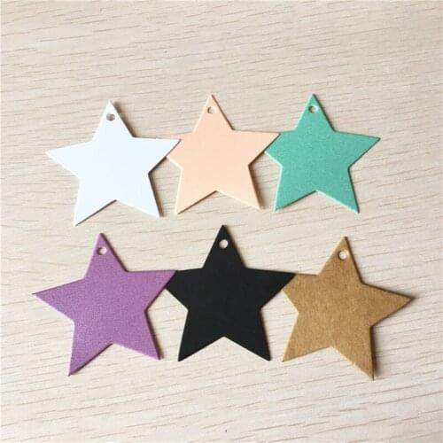 200 Pcs Five-pointed Star Kraft Paper Hang Tag Gift DIY Hanging Handmade Tag Price Wedding Party Candy Cake Label Card 5.2x5.2cm