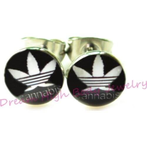 Popular leaf Earring Fashion Stud Ear Nail Hot Sale Stainless Steel Mixed Logos 50pcs/lot Free Shipping