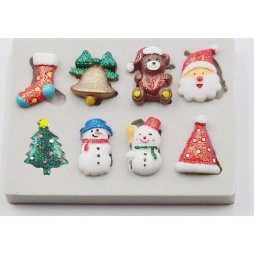 Adorable Cake Decoration Mold Santa Claus Snow man Christmas Tree Lovely Bear Shape For Christmas Cake Baking Tools Chocolate