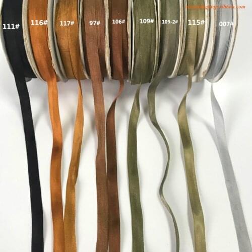 7mm mulberry silk ribbon 100% pure natural silk satin taffeta ribbon solid color for embroidery designs,free shipping