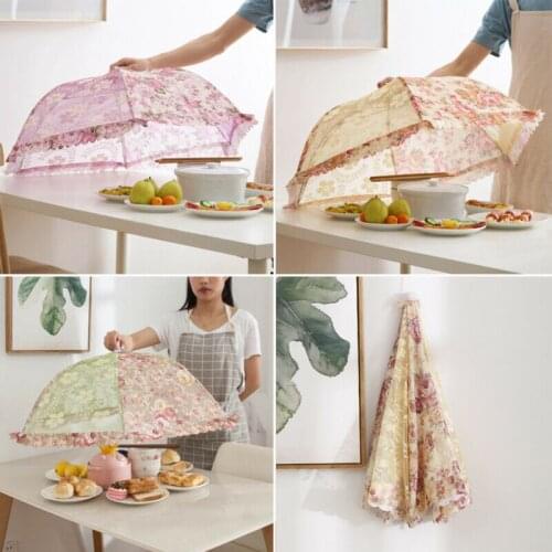 Hot Foldable Kitchen Food Cover Tent Umbrella Camp Cake Cover Lace Mesh Net Protect Food Cover Tent Dome Umbrella Picnic