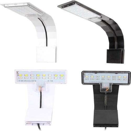 LED Aquarium Light Full Spectrums Fishing Tank Lamp Clip on EU Plug White Black A B