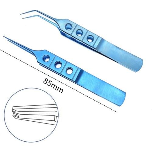 85mm Titanium eye Forcep Straight / Angled Suture Forcep 0.1mm teeth ophthalmic eye instrument