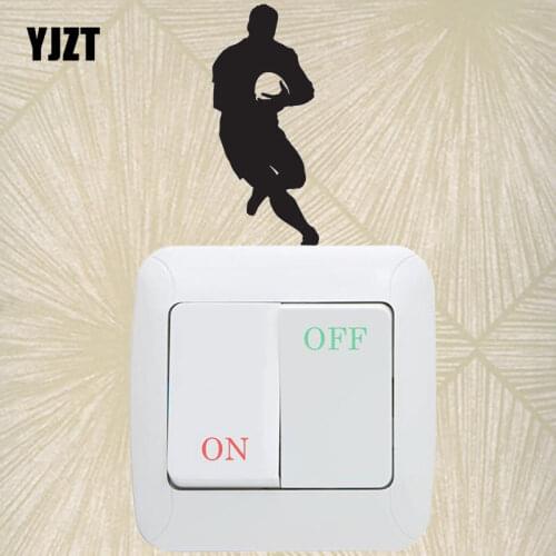 YJZT Rugby Player Run LifeSize Light Switch Funny Wall Decal Vinyl Stickers Decor Art 8SS-2437