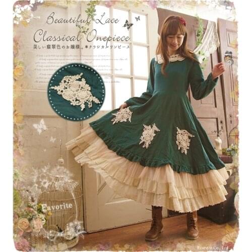 Sweet Lolita Peterpan Collar Cotton Slim Waist Dress Japan Mori Girl Retro Dress Women Cotton Linen Dress Vestidos Robe Femme