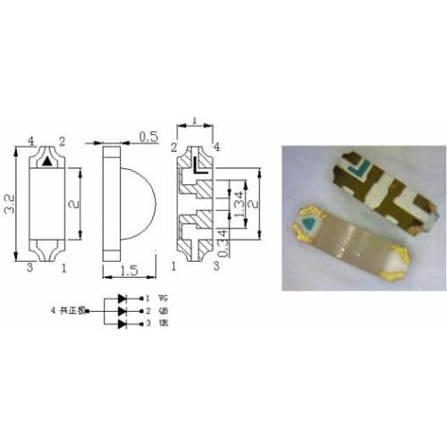 1000pcs diffused side view smd 1204 1206 rgb led diode