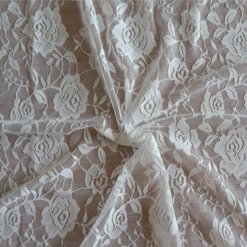 2Yards Stretchy black mesh tulle fabric Rose Flower white Spandex mesh lace fabric for Summer dress and garment Accessories