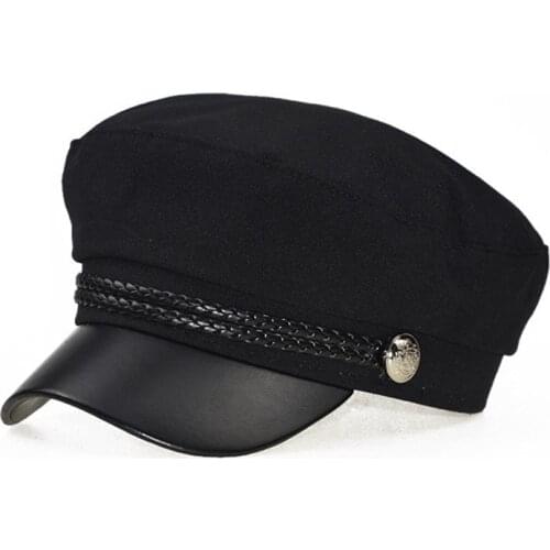 WZCX Korean Version Autumn Winter Navy Cap Beret Fashion New Belt Solid Color Splice Casual Peaked Cap Women Hat