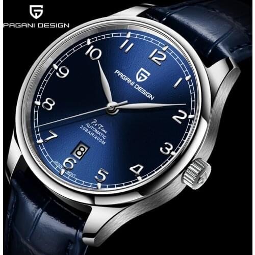 PAGANI DESIGN New Pilot Mens Watch Sapphire Crystal Stainless Steel Leather Watch NH35A Movement Luxury Automatic Watch Men