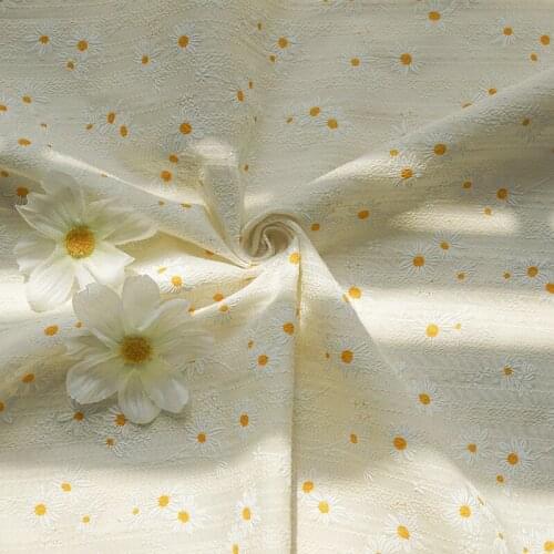 YOMDID Daisy Floral Printed Cotton Fabric Handcraft Jacquard Fabric Cotton DIY Skirt Garments Pillow Making Material Cloth Soft