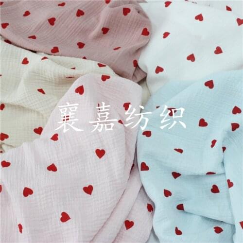 Cotton Crepe Double Gauze Love Heart Pajamas Fabric Womens Clothing Cloth