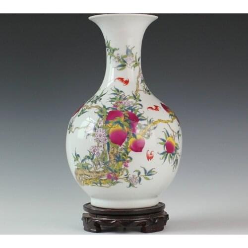 Ceramics vase ceramics bottle famille rose vase reward bottle fushoushan chart business gift