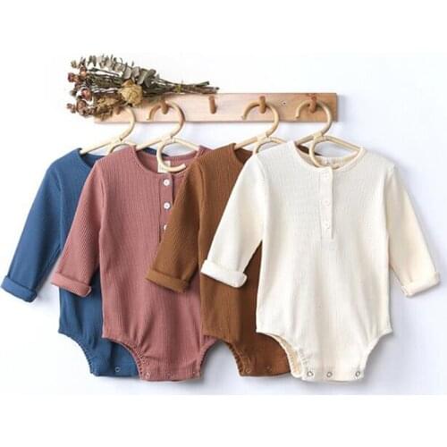Newborn Infant Baby Boys Girls Pure Color Rompers Clothing Spring Autumn Kids Boy Girl Long Sleeve Rompers Clothes