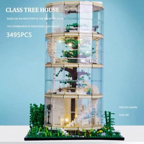 Street view Glass Tree House Modular Moc Building Blocks Bricks Glass House Model Toys For Children Birthday Gifts 3495PCS