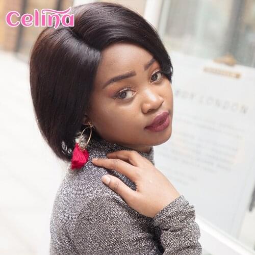 Short Straight Bob Wig Lace Front Human Hair Wigs Part Lace Wig Nature Black Brazilian Wig For Black Women With Free Shipping
