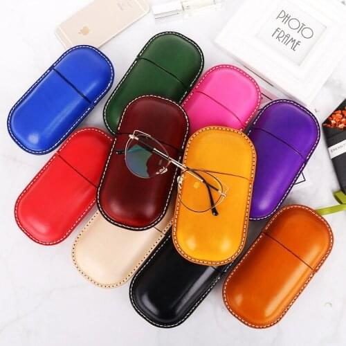 Retro hand tanned leather spectacle case leather personalized spectacle case storage bag creative capsule spectacle bag wholesal