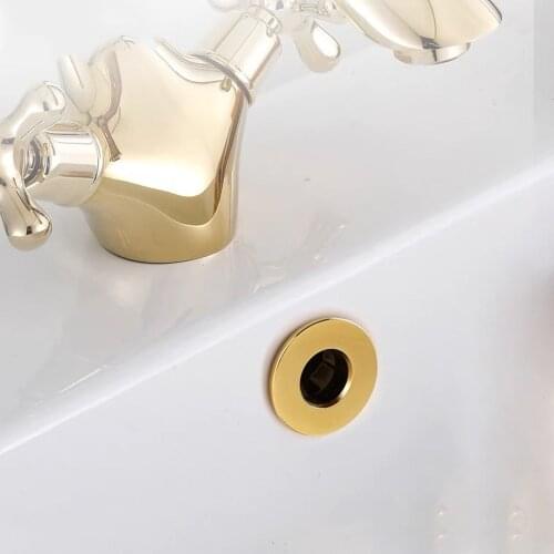 Bathroom Basin Cover Sink Overflow Cover Round Hole Overflow Ceramic Sink Pots Copper Insert Chrome Basin Accessories