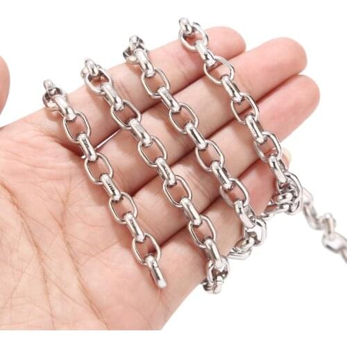 7mm width Square Rolo Stainless Steel box Chains for DIY Jewellery carft making steel color