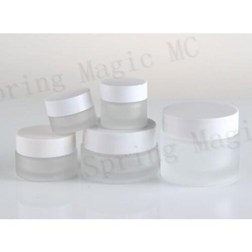 50PCS/lot 20G Frosted Glass Bottles With White Lid Eye Cream/Essence Cosmetic Packaging,20ML Empty Skin Care Case Glass Jars