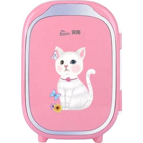 6L Cute Cat Skincare Beauty Refrigerator Mini Fridge Portable Home Car Refrigerator for 12V 220V Heating And Cooling Box BX09