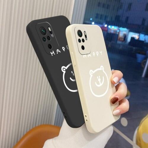 Cute Bear Square Soft Case For Xiaomi Redmi Note 10 10S 9T 9 8 7 Pro MAX Redmi 9 9A 9T K40 K30 K20 Pro Silicone Phone Cover Case