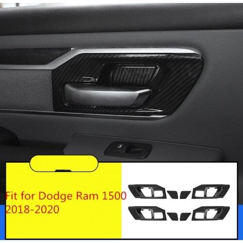 Car Interior Door Handle Bowl Frame Decal Sticker Carbon fiber ABS Fit For Dodge RAM 1500 2018-2020