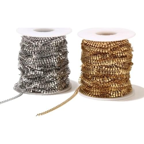 New Handmade gold/silver tone Stainless Steel flower charm link Chains Findings Fit for Jewelry Making &DIY 6MM width