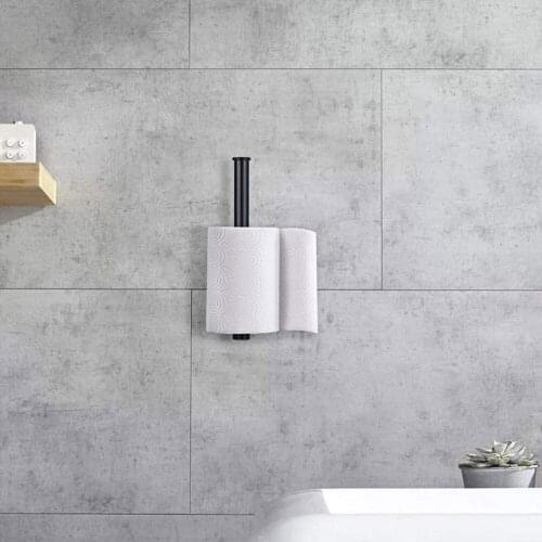 New Adhesive Paper Towel Holder Wall Mount, Under Cabinet Metal Paper Towel Rack Dispenser Space Aluminum Tissue Roll Holder