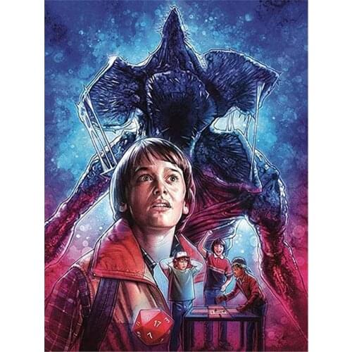 Stranger Things Printed 11CT Cross Stitch Embroidery Kit DMC Threads Painting Handicraft Handiwork Sewing Home Decor Decor