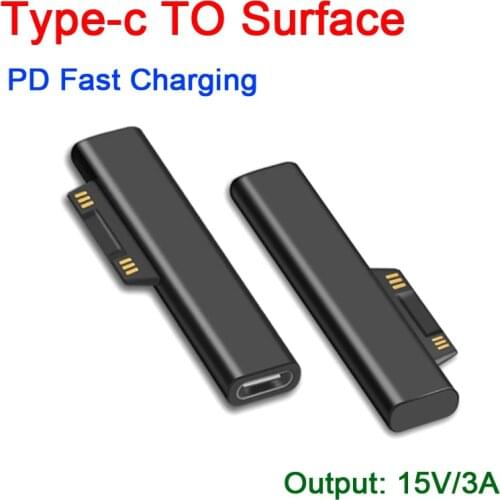65W 5A Type-C TO Surface PD Fast Charging Plug Converter Adapter for Surface ProGO 3 4 5 6 Go Connector USB Surface Book