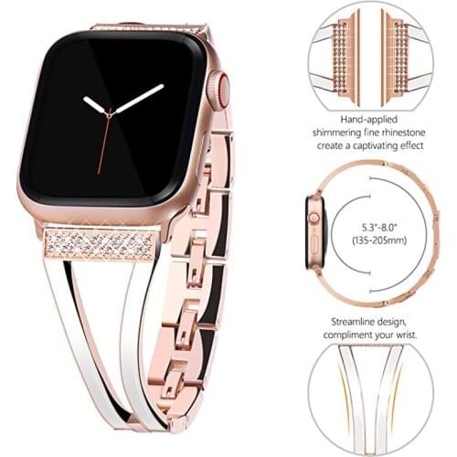 New metal Herringbone bracelet for Apple Watch strap 6 5 4 SE 44mm42mm iwatch 3 38mm 40mm stainless steel strap bracelet wrist