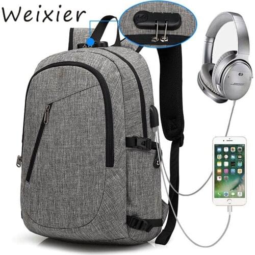 WEIXIER 2019 Anti-thief USB bagpack laptop backpack for women Men school backpack Bag for boy girls Male Travel Mochila V4-01