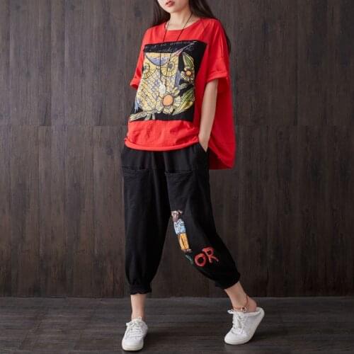 Cotton 2 Piece Set Women Outfit Tracksuit Sportswear Fitness Set Plus Size Large Top and Pants Suits Color Hit Suits AA271S30