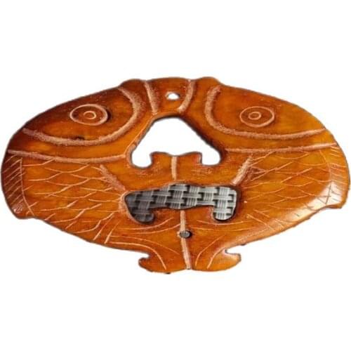 Old Chinas hand carved jade pendant Piscescollection