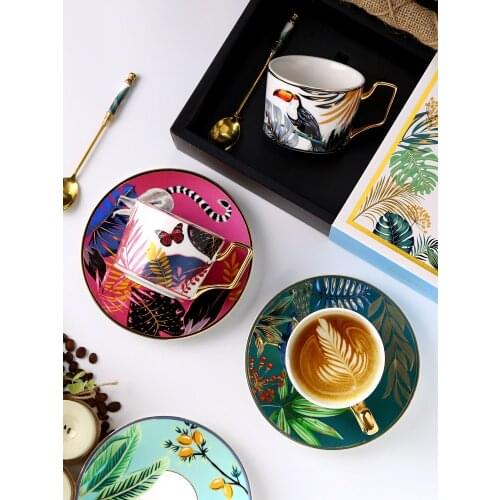 Light Luxury Coffee Cup European Light Luxury Ceramic Coffee Set Set Small Exquisite Mug