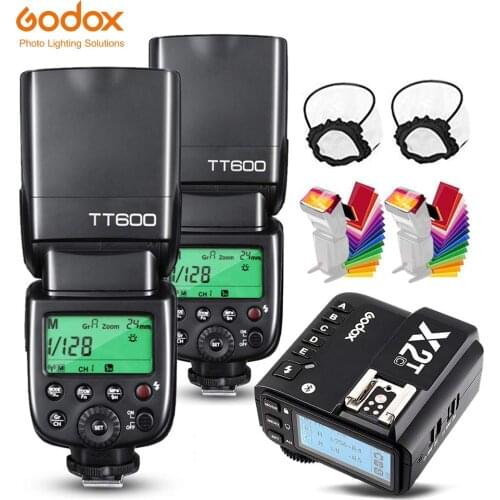Godox 2PCS TT600 Camera Flash Speedlite + 1 PCS X2T Wireless Transmitter Flash Trigger for Canon Nikon Fujifilm Sony Olympus