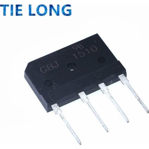 5PCS GBJ1510 15A1000V rectifier bridge stack straight plug flat bridge single-phase bridge rectifier